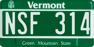 VT license plate NSF314
