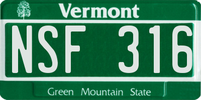 VT license plate NSF316