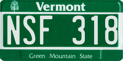 VT license plate NSF318