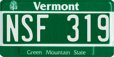 VT license plate NSF319