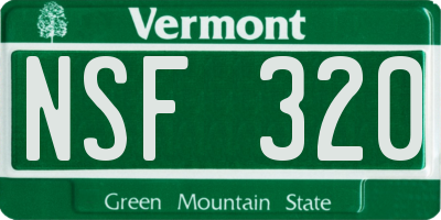 VT license plate NSF320