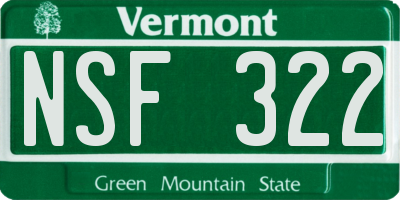 VT license plate NSF322