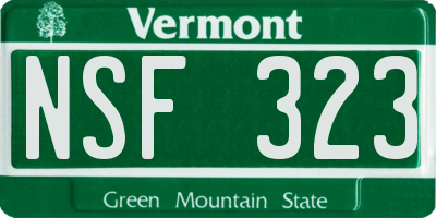VT license plate NSF323