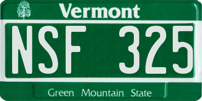 VT license plate NSF325