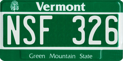 VT license plate NSF326