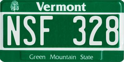 VT license plate NSF328