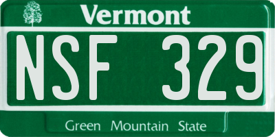 VT license plate NSF329