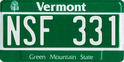 VT license plate NSF331