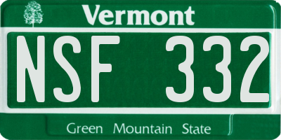 VT license plate NSF332