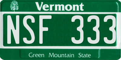 VT license plate NSF333