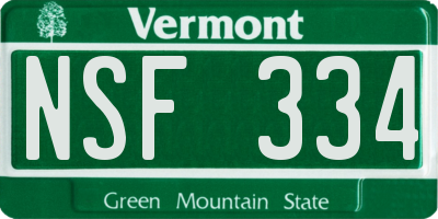 VT license plate NSF334