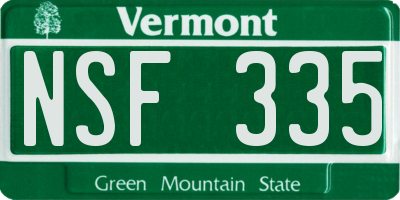 VT license plate NSF335
