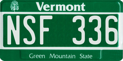 VT license plate NSF336