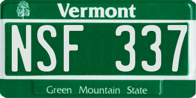 VT license plate NSF337