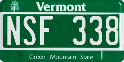 VT license plate NSF338
