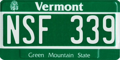 VT license plate NSF339