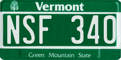 VT license plate NSF340
