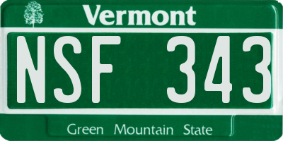 VT license plate NSF343