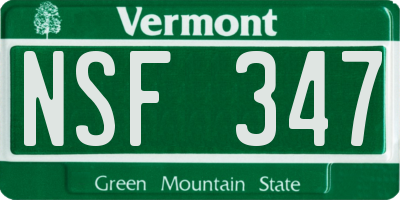 VT license plate NSF347