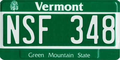 VT license plate NSF348
