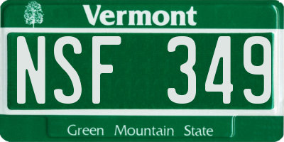 VT license plate NSF349