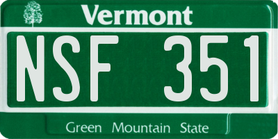 VT license plate NSF351