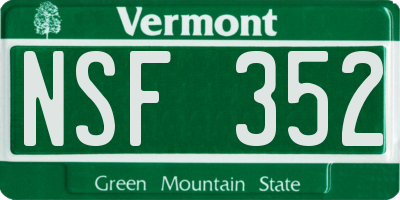 VT license plate NSF352