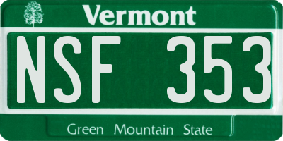VT license plate NSF353