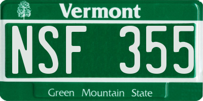 VT license plate NSF355