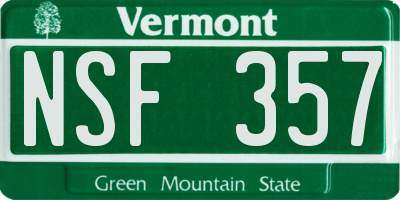 VT license plate NSF357