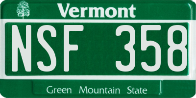 VT license plate NSF358