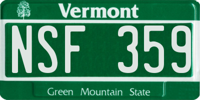 VT license plate NSF359