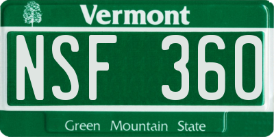 VT license plate NSF360