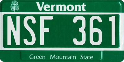 VT license plate NSF361