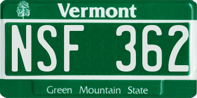 VT license plate NSF362