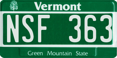 VT license plate NSF363