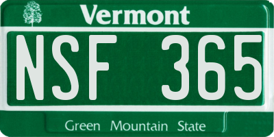 VT license plate NSF365