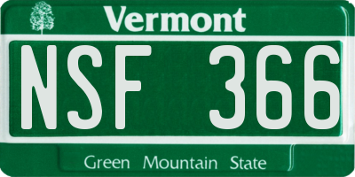 VT license plate NSF366