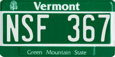 VT license plate NSF367