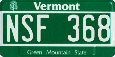 VT license plate NSF368