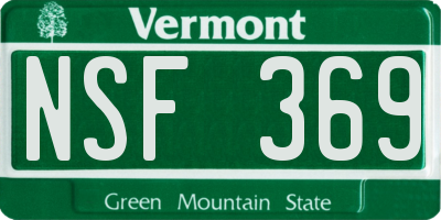 VT license plate NSF369