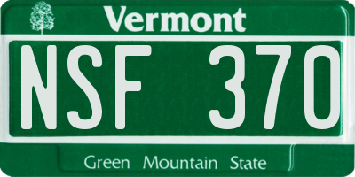 VT license plate NSF370