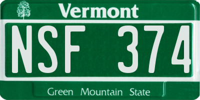VT license plate NSF374