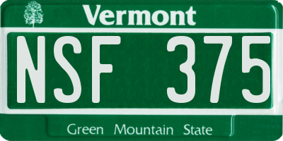 VT license plate NSF375