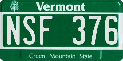 VT license plate NSF376