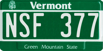 VT license plate NSF377