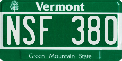 VT license plate NSF380