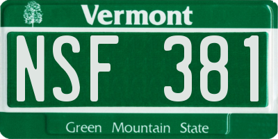 VT license plate NSF381