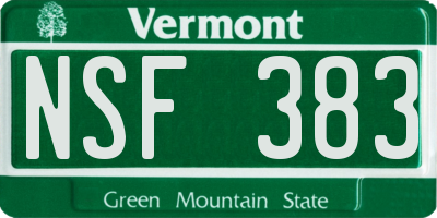 VT license plate NSF383