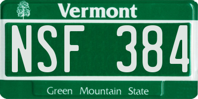 VT license plate NSF384